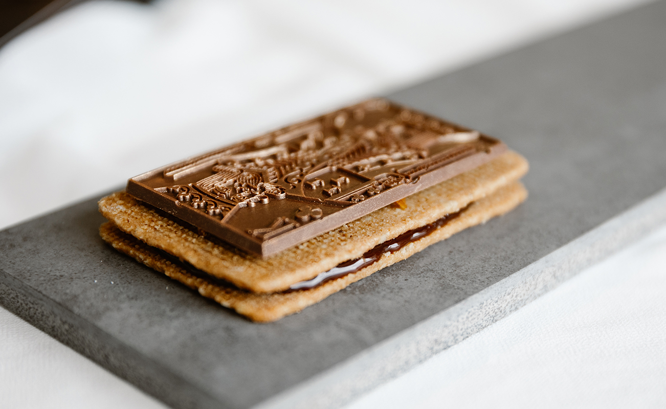 Vijf Heeren stroopkoekje,geschenkdoos presentatie